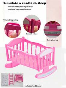 26cm Realistic Doll That Can Pee And Drink Water, With 4 Sound Effects, Comes With Bottle & Pacifier, Pink Bed, Children's Pretend Play Toy Gift (Outfit Pattern Random)