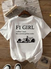 For F1 Graphic T-Shirt - Casual Crew Neck, Short Sleeve Tee With Race Car Design, Perfect For Spring & Summer, Women'S Fashion, Car Tshirt - trắng - Xem 3
