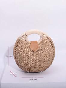Straw Bag For Women, Straw Bag, Handbag, Elegant White Woven Beach Bag - Perfect For Vacation, Beach Trips, Travel, Leisure Trips, White, One Size - 米色 - 查看 2