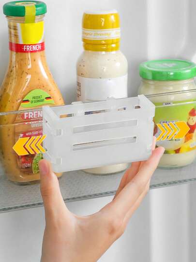 1/2/4pcs Refrigerator Magnetic Storage Boxes, Expandable Fridge Side Door Hanging Organizer Racks For Cheese Slices, Sauces, Snacks, Adjustable Clip-On Baskets