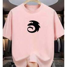 Men's Dragon T-Shirt 100% Cotton Premium Mesh Shirt Casual Printed Blouse Basic Unisex New Release - Màu Hồng baby - Xem 1