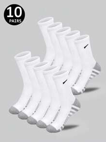 5 Pairs/10 Pairs/20 Pairs Black And White Thick Men's Winter Socks, Fashionable, Casual, Comfortable, Outdoor Sports, Running, Fitness, Compression Knee Socks, Business Leisure Vacation Black And White High Tube Socks Christmas, Thanksgiving, New Year Holiday Gifts (Thick)