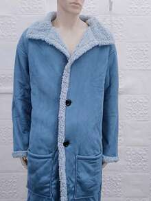 New Arrival Faux Fur Men's Coat Thickened Jacket - 藍色 - 查看 5