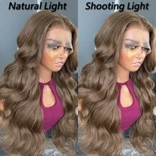 Kanekalon Futura Hair Brown 13x4 Synthetic Lace Front Wigs For Women 24 Inch Long Wavy Body Wave Glueless Kanekalon Hair Resistant Synthetic Hair Wigs Free Part 150% Density Or Women Everyday Use Natural Looking Synthetic Soft Wigs Easy To Install And Take Off For Beginners - Brown - View 8