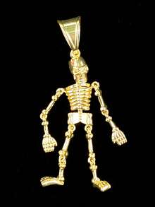 DUBSS 男士骷髅项链吊坠，爪镶镀金嘻哈饰品 - 骷髏 - 查看 9