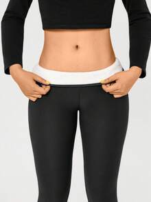 1pc Pocket Autumn And Winter Women's Sports Leggings, Warm And Thick Fleece Leggings Suitable For Skiing, Outdoor Leisure, Sports, Very Good Women's Trousers In Winter - 黑色 - 查看 2