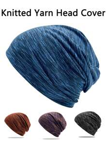 1pc Pile Cap Men's Korean Version Versatile Sports Cycling Knitted Yarn Pullover Hat Baotou Confinement Hat Solid Color Knitted Hat Four Season Breathable Pullover Hat Outdoor Leisure Pullover Hat Men's Breathable Pile Cap Sweat Absorbing Sports Pullover Hat