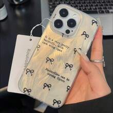 Funda sencilla negra con estampado de lazo y textura plateada. Resistente a caídas. Diseño divertido con lazo. Funda duradera. El mejor regalo para familiares y amigos. Compatible con phone 16, 15, 14, 13, 12, 11 Pro y otros modelos. - Colores mixtos 1 - Ver 3