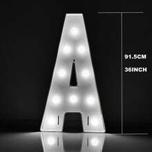 Tablero de letras KT iluminado de 91,5 cm/3 pies de alto, perfecto para decoración de fotomatón, fiestas, cumpleaños y bodas. Con luces blancas frías. No incluye pilas. - Blanco - Ver 3
