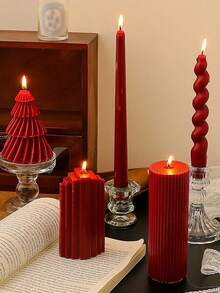 Candele aromaterapiche rosse multiple per decorazione centrale, cilindro ad ingranaggi, candele decorative per albero di Natale, candele sottili natalizie, adatte come decorazione per regali di Natale, regali per donne, regali per amici stretti, decorazioni natalizie per la casa, regali di Natale