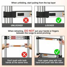 2.6m-5m Portable Retractable Attic Ladder Steel Extension Loft Step Ladder 150kg HomeWarehouse DlY Stepladder With Removable Hook - Bạc - Xem 4