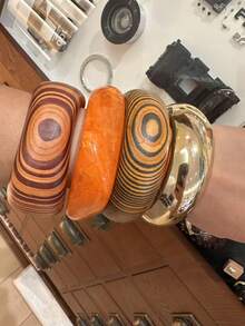 1 件新款时尚简约夸张不对称几何方形树脂手链，琥珀色和橙色扎染双色，可堆叠木质手链，适合日常、度假、派对场合（木质手链采用纯天然颗粒制成，内径约为 58-60 毫米，购买前请仔细检查尺寸，尺寸问题不接受退货） - 彩色 - 查看 4