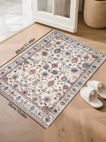 1 块复古宫廷风格地毯，超柔软短毛绒涤纶花卉波西米亚几何图案矩形印花地毯，防滑可洗舒适家用地毯，适用于客厅、卧室、走廊、家居装饰 - 彩色 - 查看 15