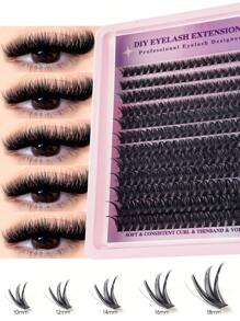 240/216/192 Pieces / Package Of Curly Salon-Style C-Shaped Cluster False Lashes, Natural And Dramatic Individual Lashes For DIY Use