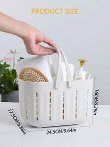 1pc/2pcs Hollow-Out Bathroom Storage Basket, Portable Handheld Storage Basket, For Storing Cleaning Supplies, Suitable For Homes, Bathrooms, Shower Rooms, Schools, And Student Dorms. - Multicolor - View 2