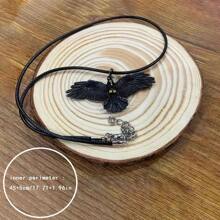 1 Piece Exquisite Hot-Selling Retro Falcon Necklace Eagle Spreading Wings Pendant European And American  Hip-Hop Disco Unisex - 黑色 吊墜+項鍊 - 查看 7