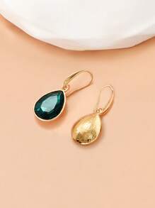 1对欧美风格蓝水晶水滴耳环，时尚优雅耳坠，批发