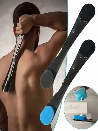 1pc Lotion Applicator For Back, Feet, Long Handled Back Scrubber For Shower, Back Lotion Applicator For Men Women, Apply Skin Cream Moisturizer Sunscreen Home Bathroom Decor