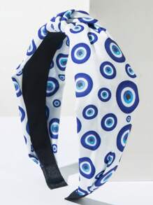 Bandana de Moda Coreana com Estampa de Olho de Demônio em Tecido, Acessório de Cabelo Versátil Minimalista com Coroa Alta Personalizada para Mulheres, Faixa de Cabelo, Tiara