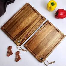 1 Stück Holz Schneidebrett, rechteckiges Serviertablett, in 3 Größen erhältlich: groß, mittel, klein, geriffeltes Holz Hackbrett mit Aufhängeloch, multifunktionales Hartholzbrett, geeignet für Küche Zuhause, Grillen, Dinnerparty, Geschenk zu Feiertagen, Küchenutensilien, Grillzubehör, strapazierfähiges Holz, perfekt für Weihnachten und Thanksgiving