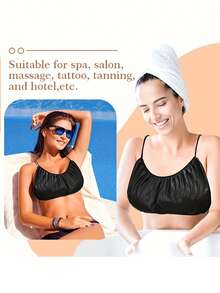 50 件一次性内裤套装，女士一次性内裤 Spa 比基尼丁字裤，免晒喷雾美黑上衣内裤 - 彩色 - 查看 6