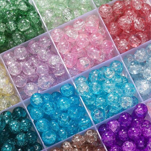 50pcs 8mm Glass Crackle Beads Round Loose Spacer Beads For Jewelry Making DIY Handmade Earrings Bracelets Necklace Accessories