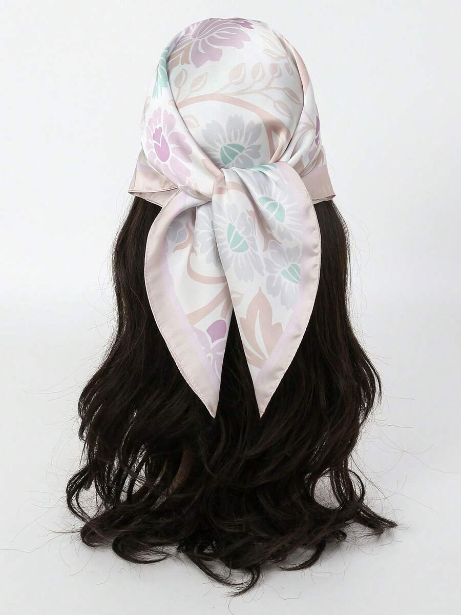 قطعة واحدة وشاح مربع مطبوع بسيط مقاس 70 سم، باندانا ربيعية جديدة للنساء، حزام خصر متعدد الاستخدامات، عصابة الرأس، رباط الرأس، وشاح عنق أنيق - متعدد الألوان - مشاهدة 1