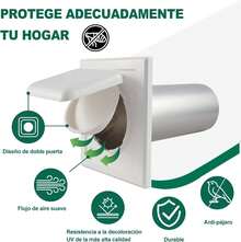 FELIN Ventilación de escape de doble puerta, la extractor de aire incluye ventilación de escape y cuatro clavos. Las rejilla de ventilación son adecuadas para cocinas, baños, secadoras y más. - Blanco - Ver 4
