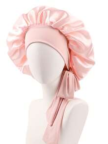 1 件个性化徽标弹力丝带纯色女士长发睡帽、化妆头巾、卷发护理帽 - A - 查看 26