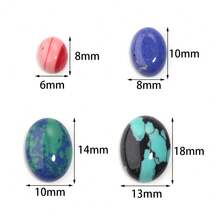 10pcs/Pack Oval Turquoise Print Gemstone Cabochons, Random Mixed Color Stones, Fashionable Casual Elegant Vintage Handmade DIY Jewelry Decor, Suitable For Necklace Ring Bracelet Crafts, Jewelry Making Supplies