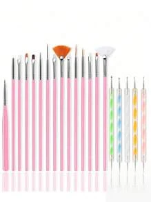 35/31pcs Professional Nail Art Brush Set - 3D Gel Brushes, Acrylic Brushes, Salon-Grade Nail Tools, Suitable For Home Manicure And Salon Use - Multicolor - View 10