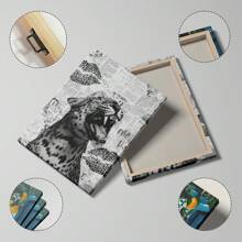 1pc Stylish Cheetah Wall Art Picture Magazine Cover Book Prints Canvas Paintings Affiche Leopard Posters Fashion Luxury Decor For Bedroom, Living Room, Or Bar Cart ,Dorm,Wall Decor Gift For Her Unframed - Multicolor - View 2