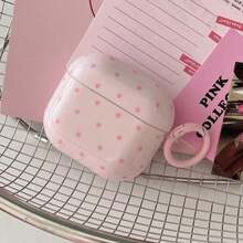 Pink Polka Dot Simple Design Earphone Case + Hanging Ring Set Compatible With Apple Pro3/ Pro2/ Pro/ 4/ 3/ 2 - Hồng - Xem 5