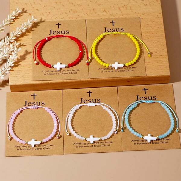 Cadena de cuentas de cruz ajustable hecha a mano | Joyería religiosa para hombres y mujeres | Regalo perfecto para el , uso diario, inspiración espiritual