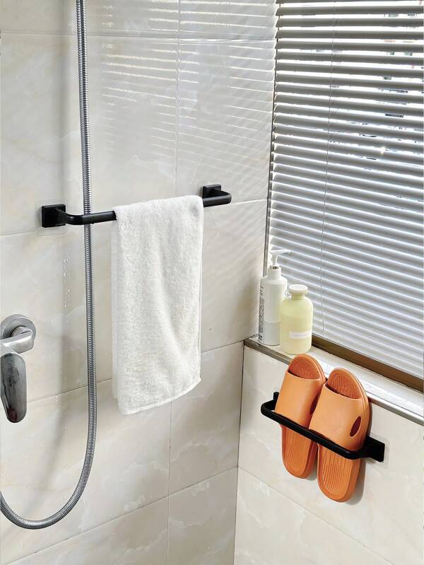 1pc Bathroom Towel Rack, No Drill Towel Rack, Wall Mounted Slipper Rack, Towel Storage Shelf, Towel Organizer, Storage Bar, Towel Bar