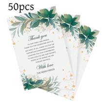 50 张婚礼派对桌感谢卡、桌面装饰、招待会、新娘送礼会感谢卡、明信片、婚礼仪式、派对、庆典或特别活动卡片、圣诞节