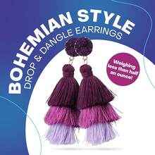 Rave Colorful Tassel Earrings Women - Layered Tassle Earrings - Choice Of Color - 綠色 - 查看 3