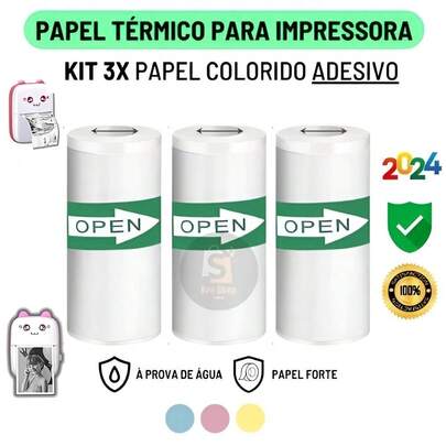 Etiqueta Térmica Adesiva 57x30mm Branco Rolo Para Mini Impressora Portátil a Prova De Água