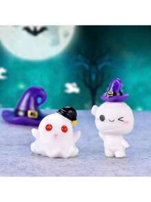 每套 6 件，可爱南瓜灯、幽灵、吸血鬼、微型景观、多肉植物、小装饰品，适用于万圣节、万圣节装饰、秋季装饰、万圣节物品、万圣节配件、万圣节派对、家居装饰、万圣节户外装饰和树脂用品 - 彩色 - 查看 11