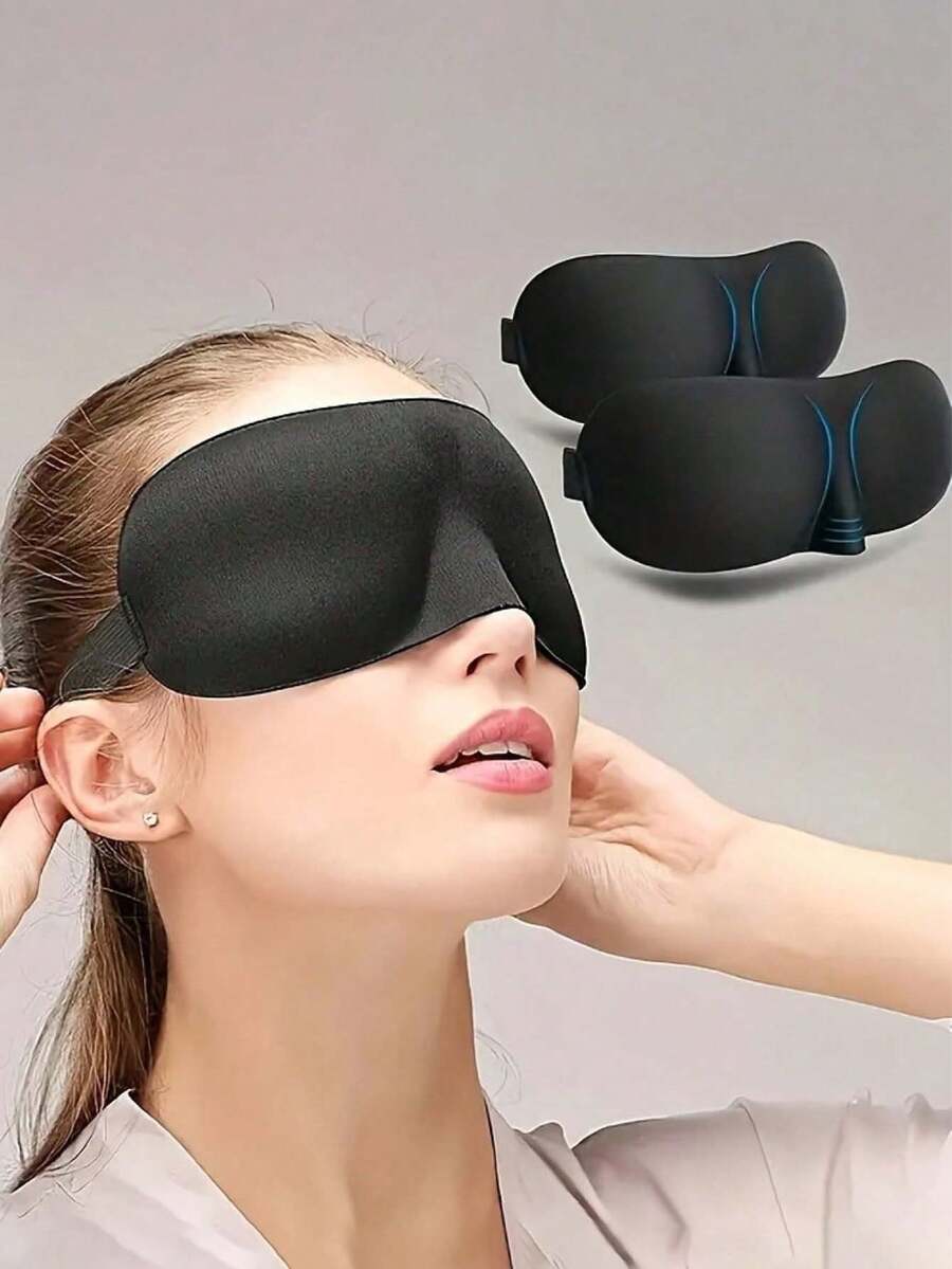 Soft & Comfortable Sleep Mask, Lightweight Blackout Eye Mask, Unisex For Travel, Sleep, Party, Ideal For Deep Sleep & Relaxation, Travel Accessory, Back To School Essential - Black - View 1