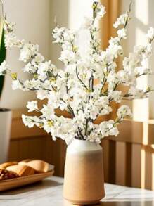1pc/2/3PCS Artificial Cherry Blossom Flower Silk Peach Flowers Bulk Plum Blossom Flowers With Leaves Cherry Blossom Branches Vase Arrangements For Spring Wedding Indoor Outdoor DIY Party Decor Pink Artificial Plant