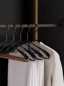 1/2/3/5pcs Premium Wooden & Metal Wide Shoulder Clothes Hangers, Lightweight High-End Wardrobe Closet Specialized Wooden Hangers With Non-Slip Pant Bar, For Storing Coats, Jeans, Sweaters - Multicolor - View 8