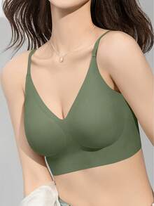 1/2/3/4/5Pcs Women's Push-Up Bra - High Support Wireless Comfort Fit With Removable Pads, Seamless Invisible Design & Adjustable Back Strap, Solid Color For Everyday & Special Occasions, Strapless Push Up Bra, Occasion Lingerie, Sleek Lingerie, Comfortable Fit, Flexible Material - 軍綠色 - 查看 7