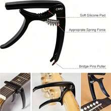 48 件套原声吉他配件套件吉他弦更换工具，包括吉他弦、拨片、变调夹、卷弦器、弦轴、拨片，适合吉他初学者