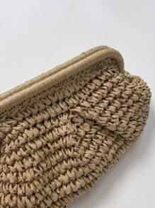 Bolso cruzado de mujer de verano de paja trenzada con borla y cadena, bolso de playa tejido con correa para el hombro, cartera hecha a mano, 1 bolso de embrague de paja trenzada de color beige claro para mujer, bolsas de playa, artículos esenciales para vacaciones, perfecta opción para damas de moda, ideal para el verano.