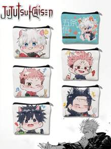 Jujutsu Kaisen 1 pieza Billetera miniatura personalizada con diseño de personaje de anime Gojo, bolsa para cambio de patrón de dibujos animados linda y de alta belleza para hombres y mujeres, bolsa de almacenamiento para auriculares Bluetooth y artículos de papelería