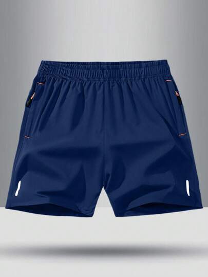 Tween Boy Breathable Loose Solid Color Drawstring Waist Sports Shorts