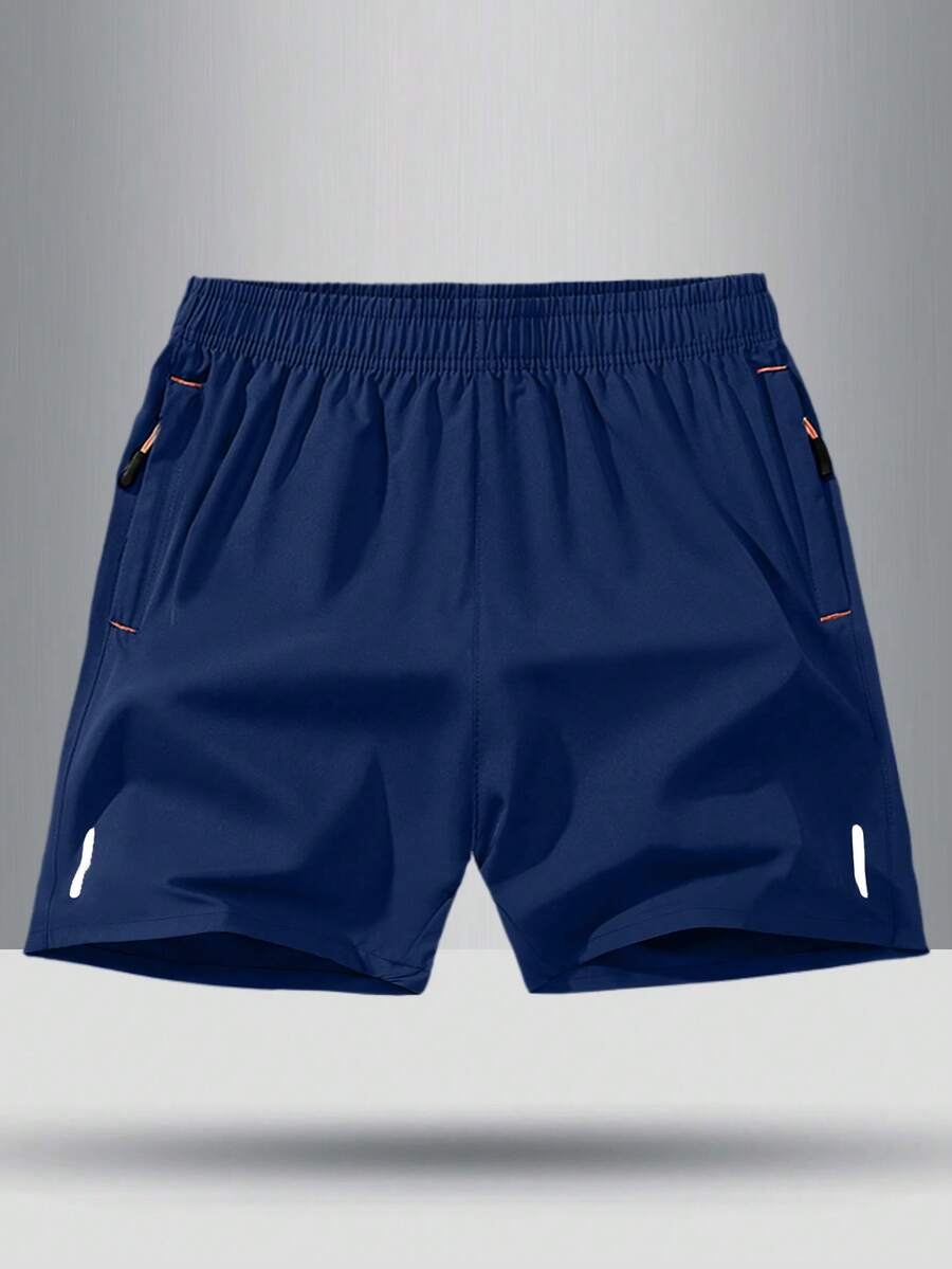 Pantalones cortos deportivos para niño preadolescente de unicolor, con cintura ajustable y transpirables - Negro - Ver 1