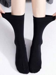 1/5/10 Pairs Women's Simple Basic Black Maternity Socks, Ins Style European And American Casual Daily Wear