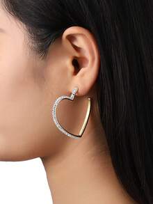 1 Coppia di Orecchini a Cerchio a Forma di Cuore - In Argento 925 e Placcato Argento con Cuori Dorati, Regali Ideali per la Fidanzata o Regali di San Valentino Carini per Lei